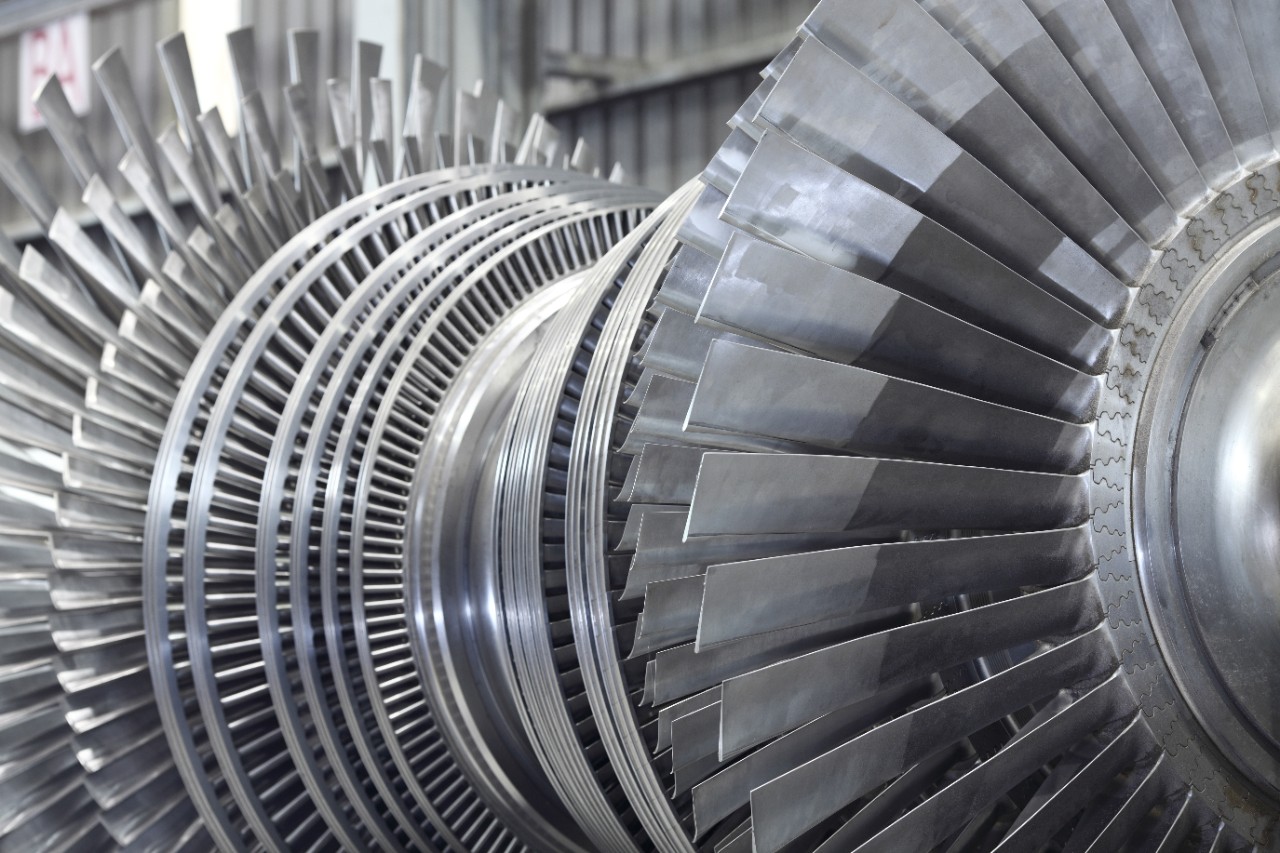 Internal rotor of a steam Turbine at workshop