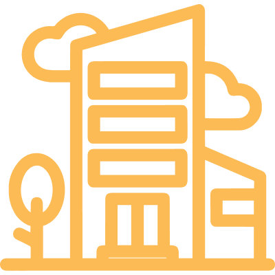 building icon with trees